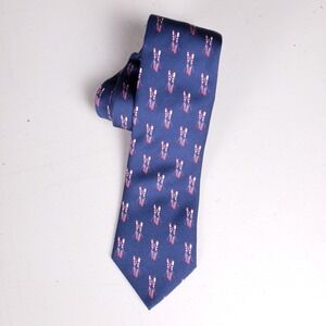 Lazyjack Press Silk Necktie Navy Ski Pattern Novelty Tie Made In Italy